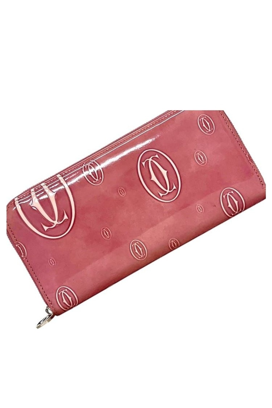 Cartier Zip Around Wallet Happy Birthday Leather Pink